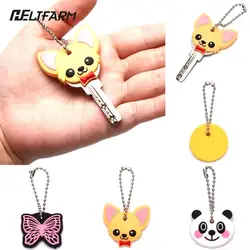 1Pc Silicone Key Ring Cap Head Cover Keychain Case Shell Dog Butterfly Cat Animals Shape Lovely Jewelry Gift For Women/Man