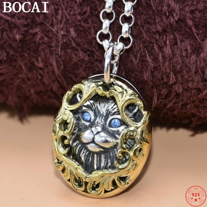 

Genuine S925 Sterling Silver Pendants for Women Men Lava Eternal Vine Pattern Blue Zircon Eyed Cat Punk Jewelry Wholesale