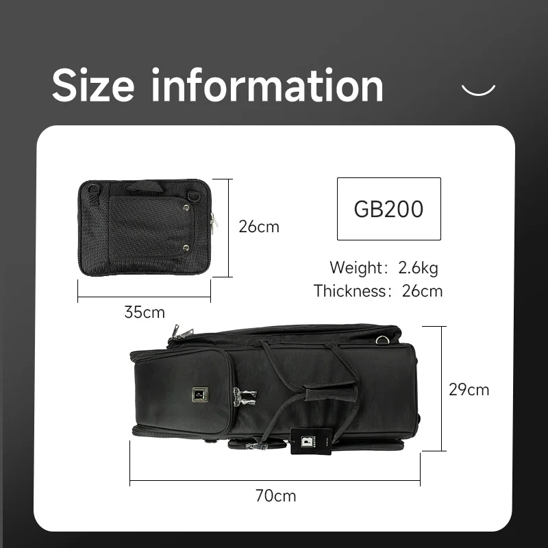 Bropro Bassoon Bag Bolsa portátil Bolsa grande engrosada Tela Oxford Mochila ligera para instrumentos musicales