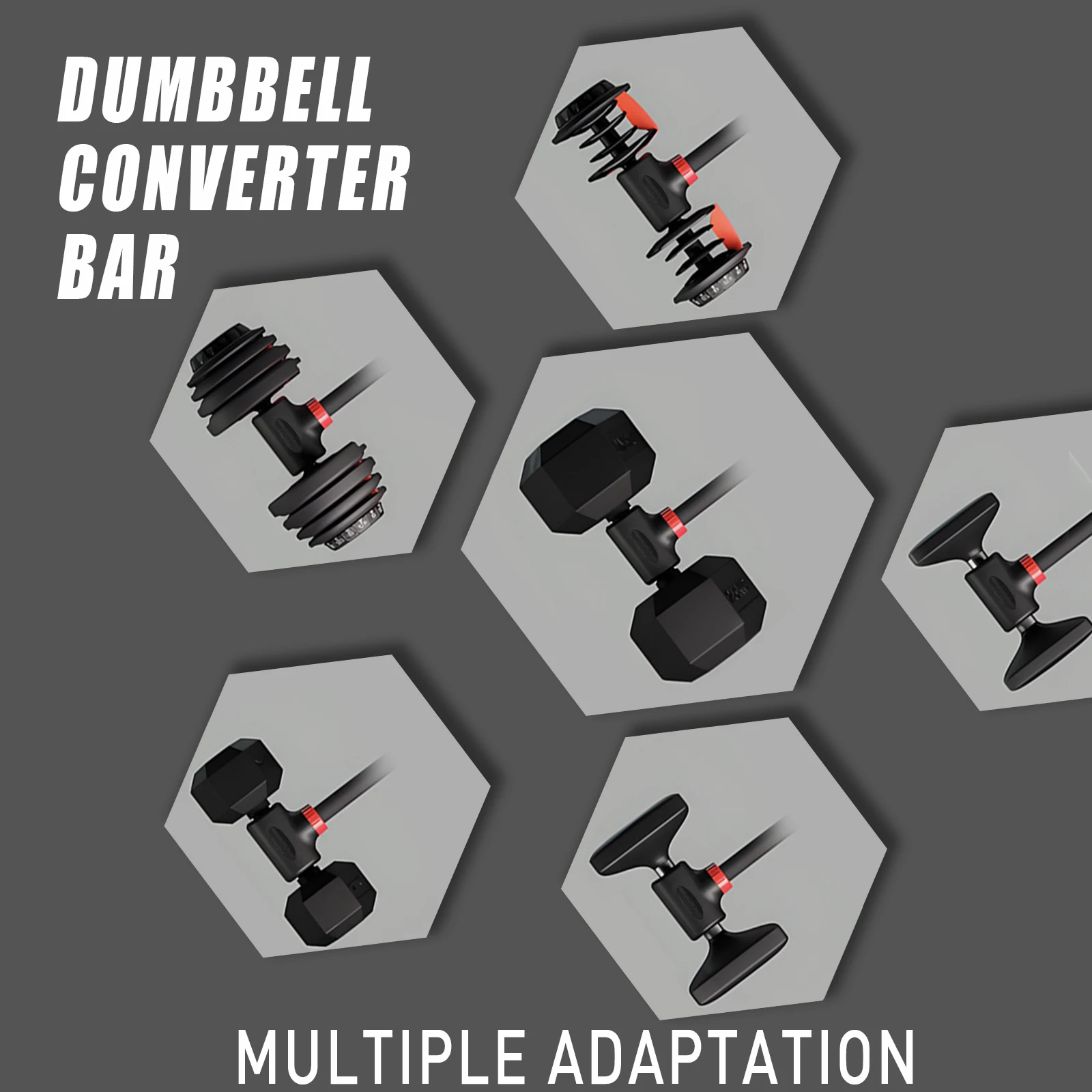 Adjustable Dumbbell Converter to Barbell Set and Kettlebell for Home Fitness Adjustable Up to 200lb Capacity Weight Barbell