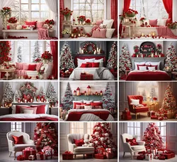 Mehofond Photography Background Christmas Indoor Window Headboard Xmas Tree Gift Kid Family Portrait Decor Photo Backdrop Studio