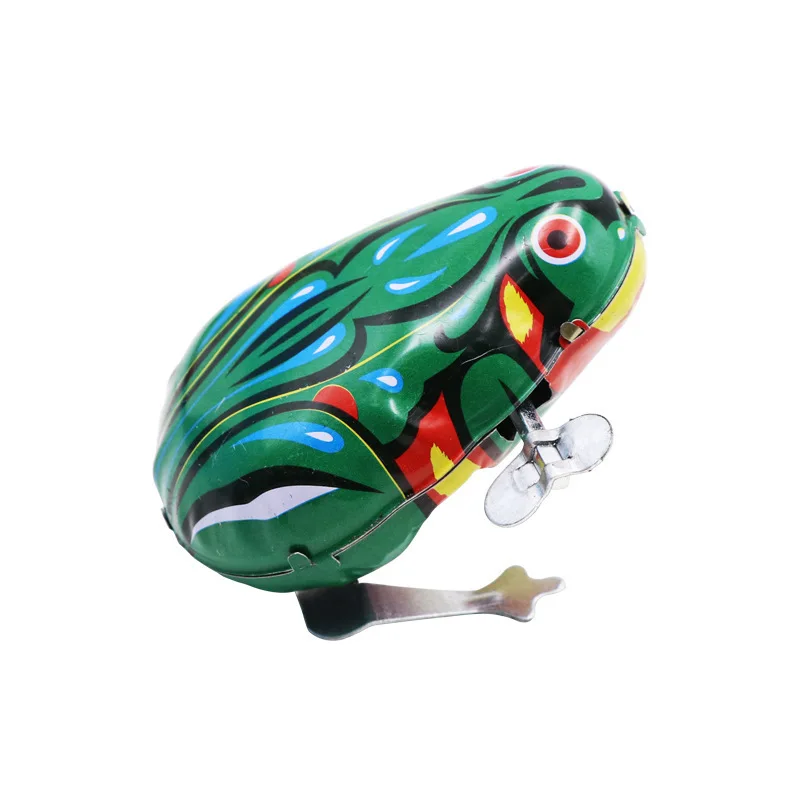 Crianças clássico estanho acabar relógio saltando ferro sapo brinquedo figuras de ação brinquedo para crianças brinquedos clássicos para o presente do menino