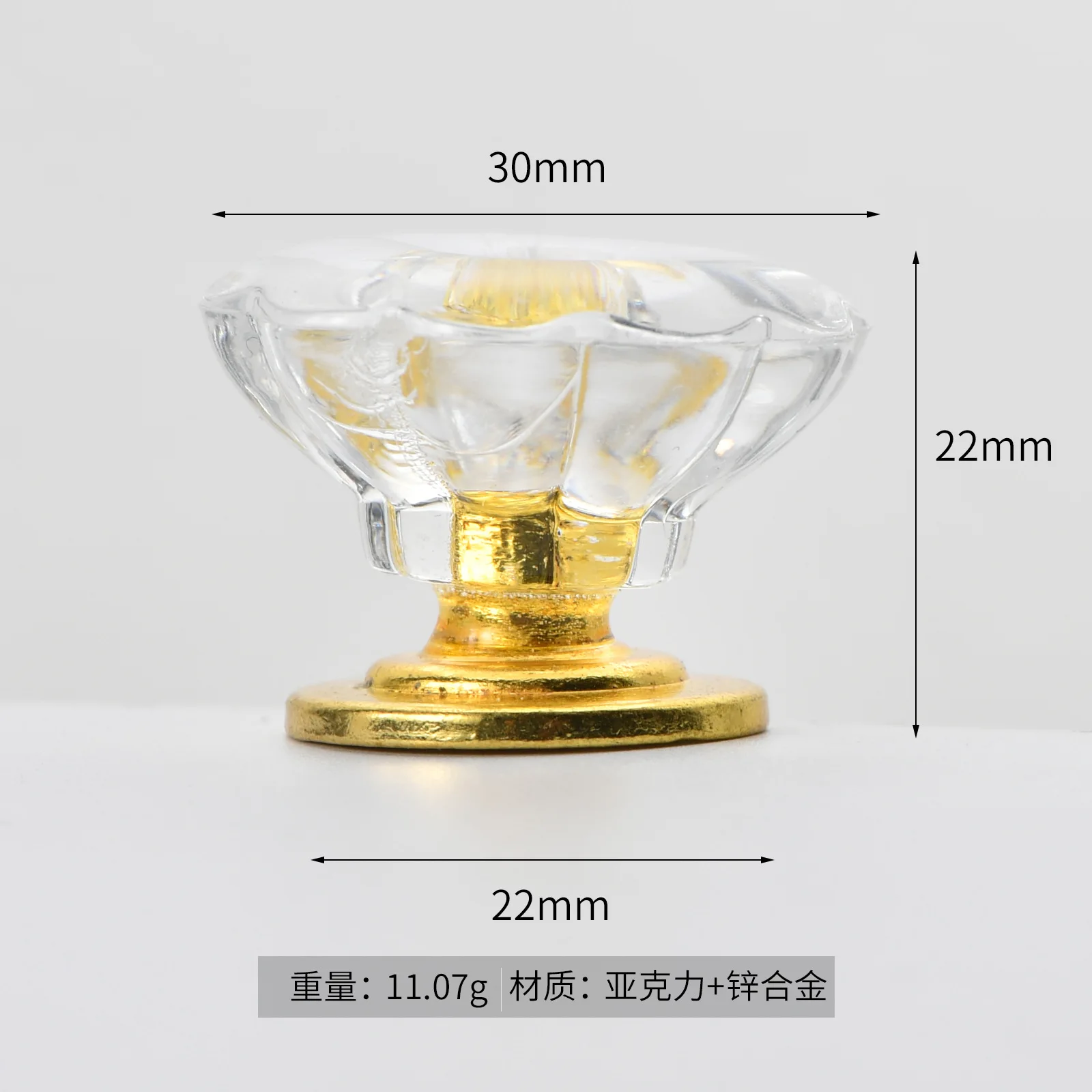 Cross-border acrylic single-hole gold transparent crystal handle light luxury cabinet bathroom cabinet drawer cabinet door handl