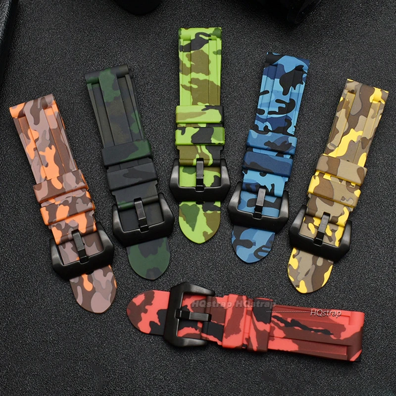 Rubber Watchband for Panerai Camouflage Silicone Bracelet Sport Replacement Wristband for Seiko 20mm 22mm 24mm 26mm Watch Strap