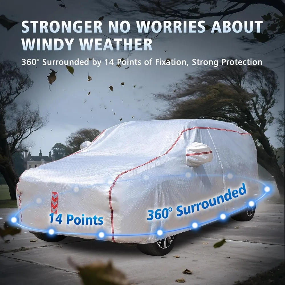 

Universal SUV Car Cover 191-200", Waterproof All Weather Protection, Quick 30s Installation with Windproof Fit