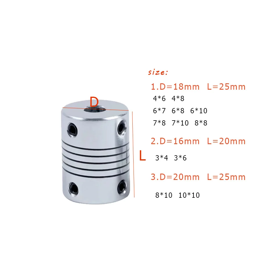 CHANCS L20D16 D18L25 D20L25Couple Aluminium Alloy Jaw Flexible Coupling Shaft Stepper 6 7 8 10 mm High Strength Power Tool parts