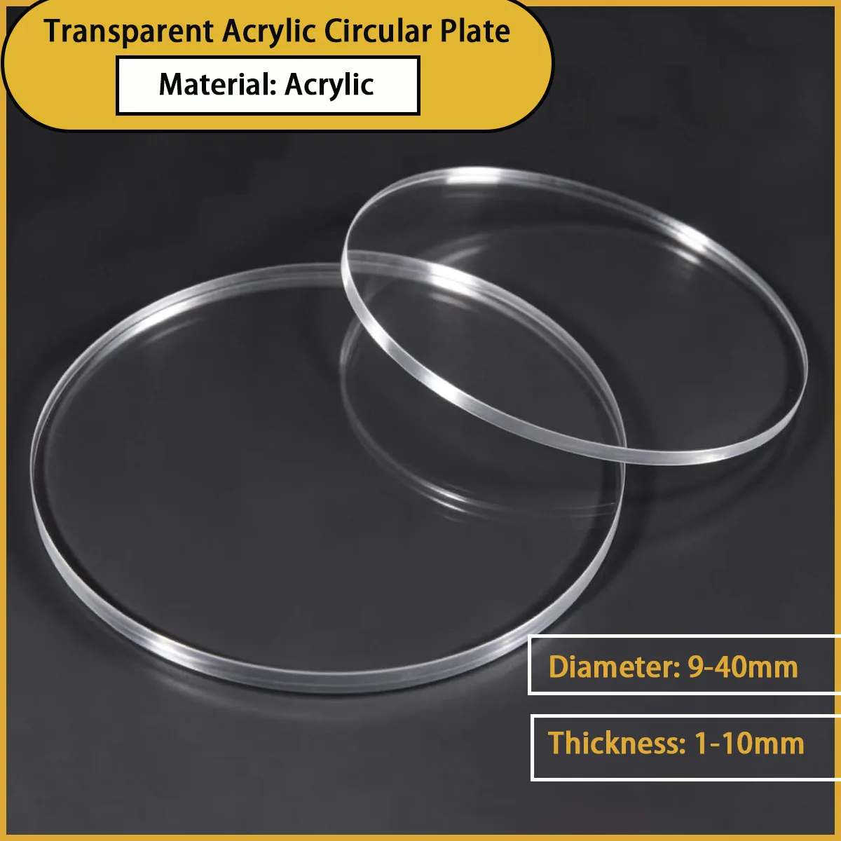 Transparent Acrylic Round Plate  Clear PMMA Disc for Instrument Windows Display Bases DIY Model Industrial Processing
