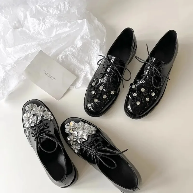 

Shoes Woman Comfortable and Elegant Loafers with Fur Female Footwear Shallow Mouth Round Toe Oxfords Slip-on Dress Glitter