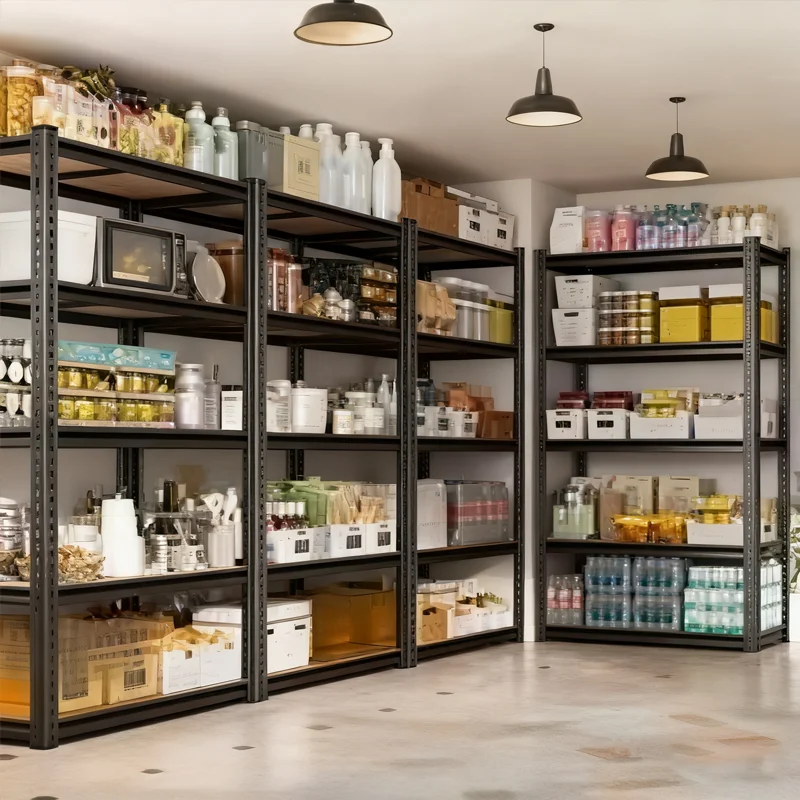 رف تخزين رفوف جراج مكونة من 5 طبقات شديدة التحمل، وحدة رفوف معدنية قابلة للتعديل، رفوف جراج الطابق السفلي