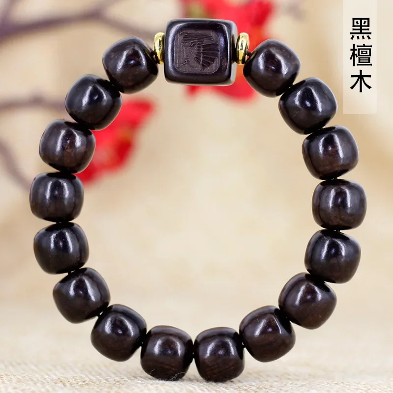 Ebony carved beads 1.2*1.3*16 Buddhist beads hand string men's and women's literary jewelry accessories jewelry