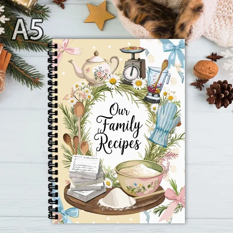 Interesante libro de recetas en espiral en blanco A5, adecuado para chefs familiares, libros de cocina caseros, entusiastas de la repostería y bloggers de comida