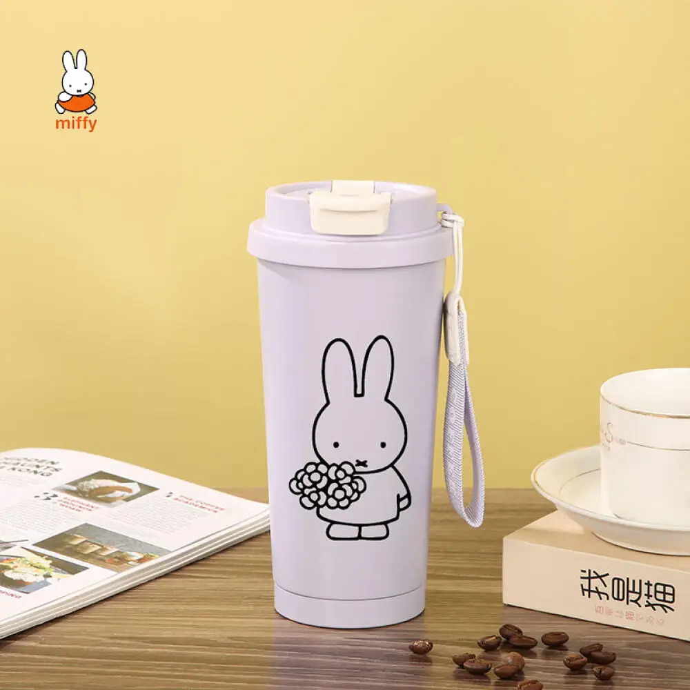 Miffy Kawaii cartoon Rabbit Insulated Tumbler With Rabbit Pattern Stainless Steel Thermal Cup Portable For Coffee Tea Daily Use