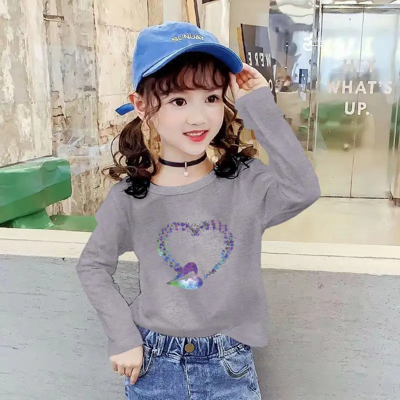 

Spring Summer Fashion Kids Round Neck Long Sleeve Cotton Pullover Kawaii Children's Clothing Printed Loose Children Clothes Tops