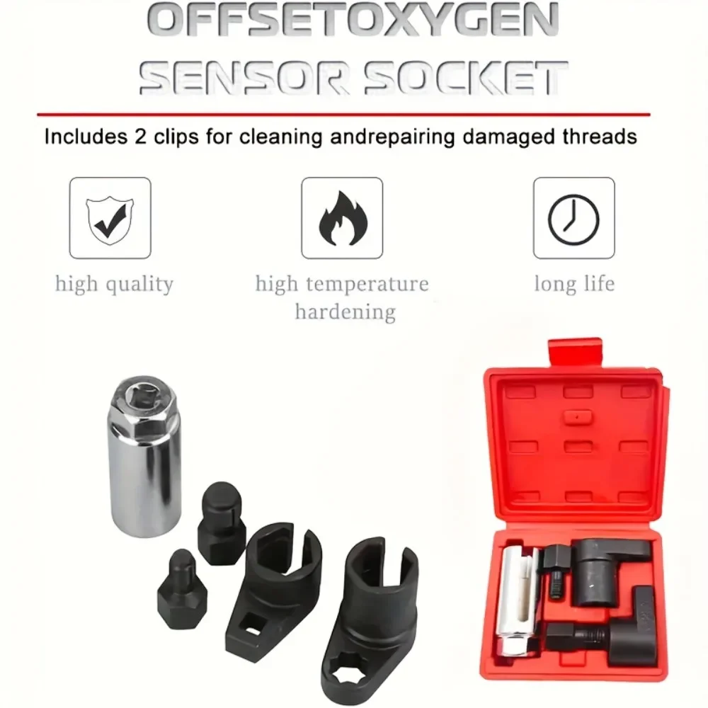 Automotive Oxygen Sensor and Thread Tracer Set -5-piece Oxygen Sensor Sleeve Tool for Sensor Disassembly