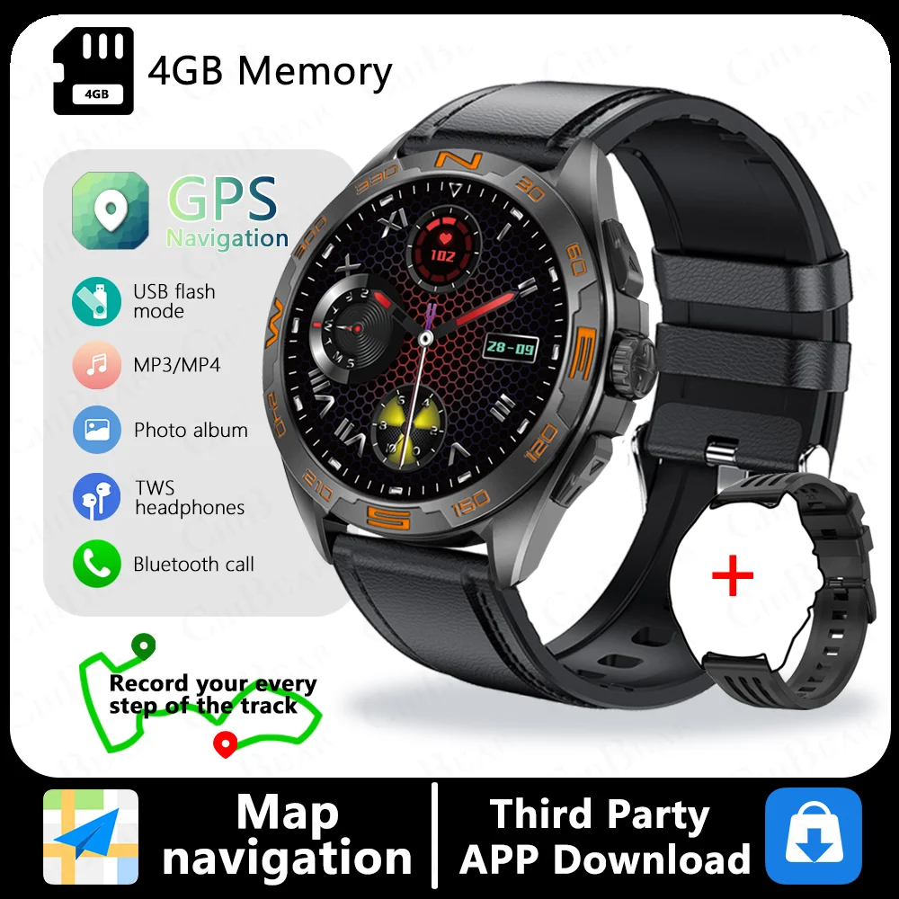 2025 For HUAWEI Smartwatch Men GPS Map Navigation 4G Memory HD Call Recording AMOLED Screen Chatgpt Sports Waterproof SmartWatch