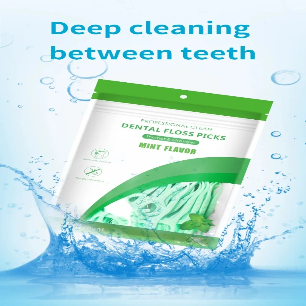 Sleek and Smooth 100pcs Mint Flavor Dental Floss Wear Resistant Toughness Picks Plastic Toothpicks Sturdy Plastic