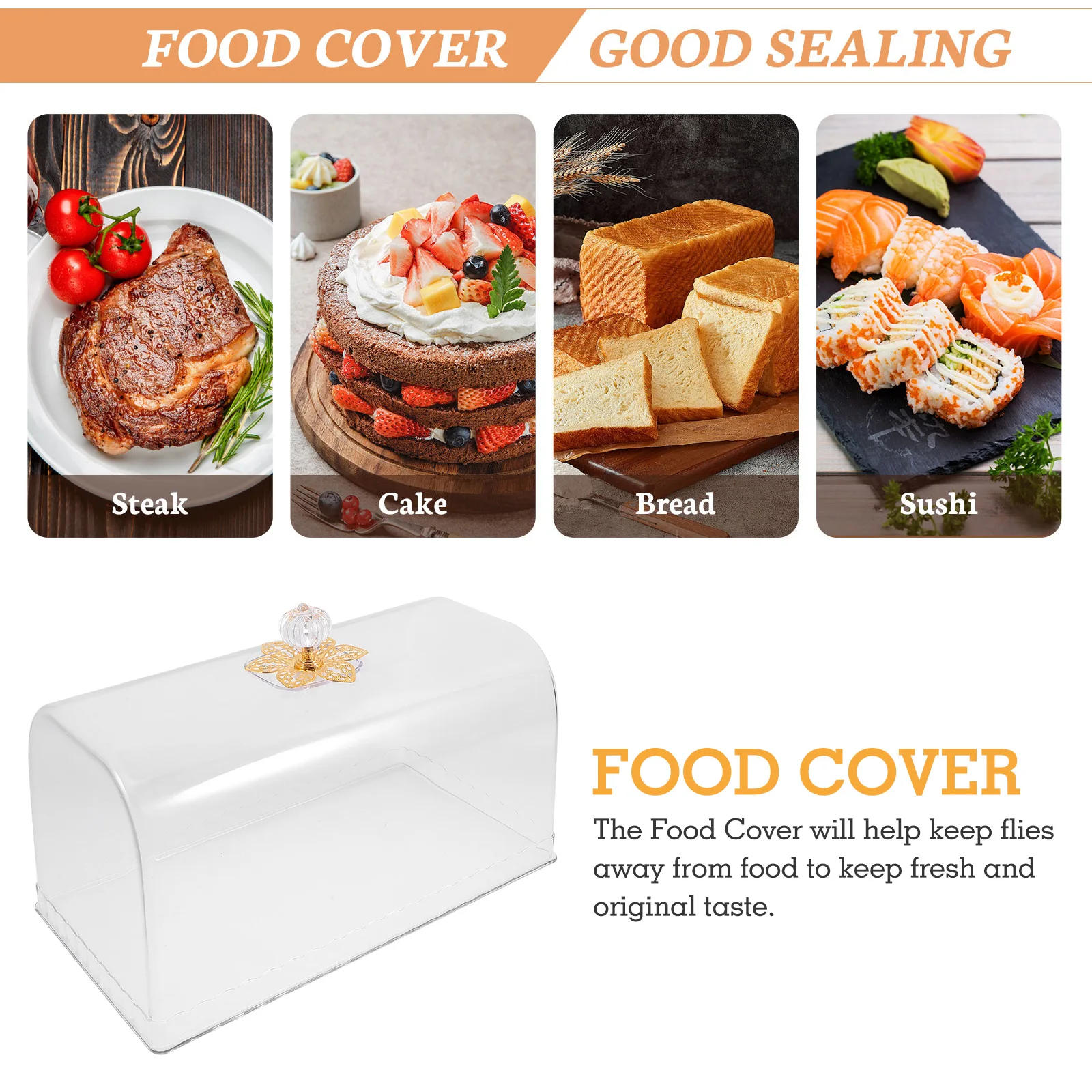 

Rectangular Cake Cover Transparent Dome Reusable Clear Lid Display Covers Food Seal