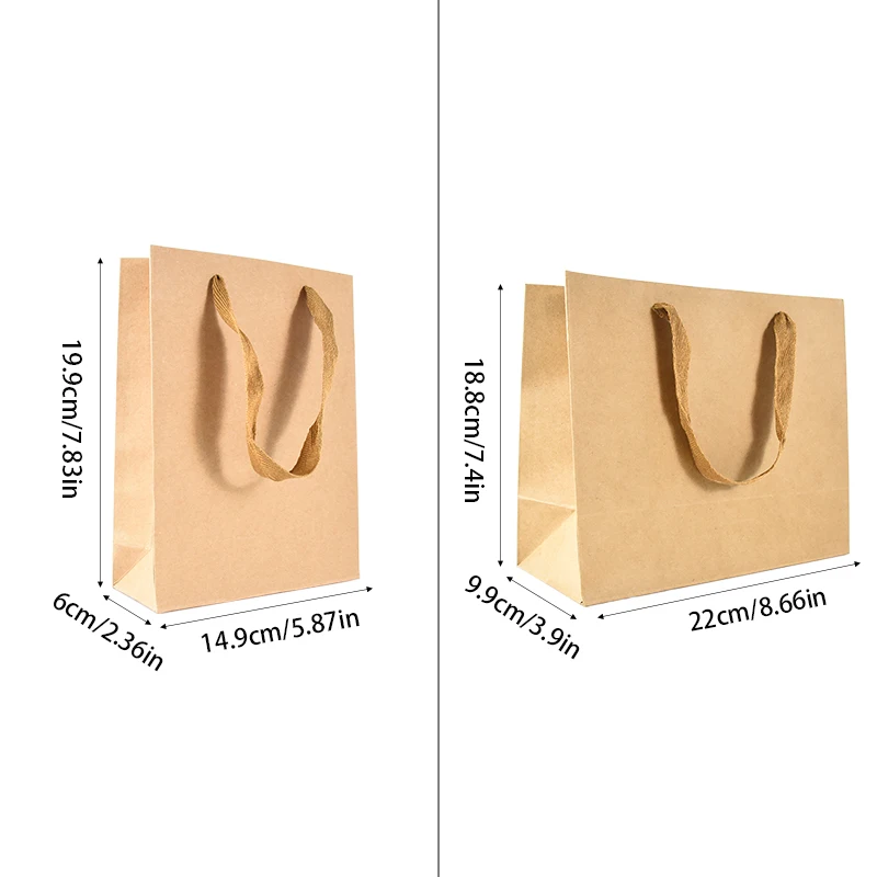 5/10/20Pcs Brown Kraft Paper Tote Bag Wedding Favors Gift Packaging Handbag For Birthday Christmas Party Supplies Shopping Pouch