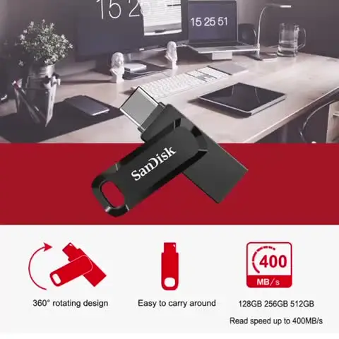 SanDisk 2 в 1 Ultra Dual OTG USB Type-C 3.2 64 ГБ 128 флэш-накопитель 256 512 SDDDC3 До 400 Мбит/с для iphone 15