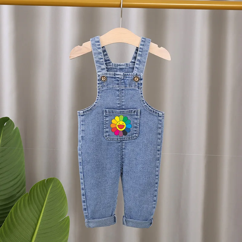 2023 fashion spring autumn kids jumpsuit Boys girls cartoon denim bib pants children trousers FashionToddler Casual 0-5Y