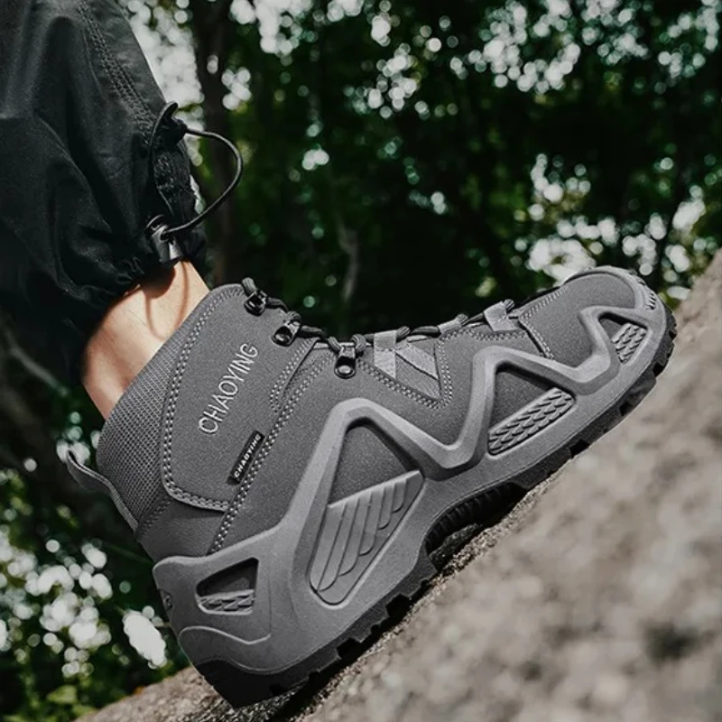 

Men Tactical Boots with Straps for Training Outdoor Hiking Breathable Shoes Cowboy Boots Multifunctional Motorcycle Zapatillas