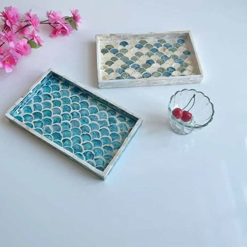 Shell Decorative Tray for Home, Nordic Style Serving Platter for Cake Dessert & Jewelry, Living Room Coffee Table Organizer