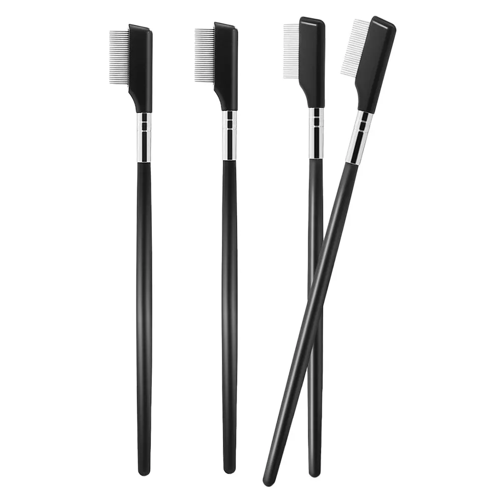 4Pcs Professional Metal Eyelash Comb Brush Kit for Extensions Separating Cleaning Shaping Natural Look Lash Separator Eyelash