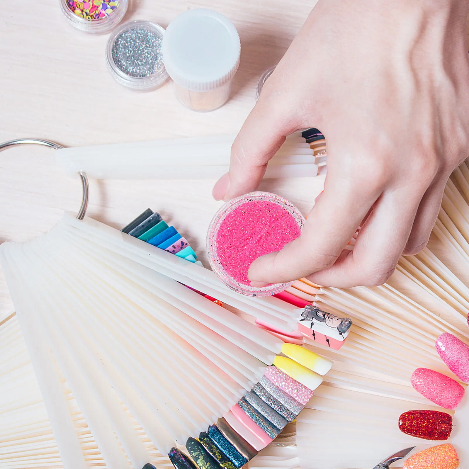 Pó brilhante para arte em unhas, 45 caixas coloridas, decoração com glitter, faça você mesmo, artesanato, divertido, glitter para unhas, pó para manicure
