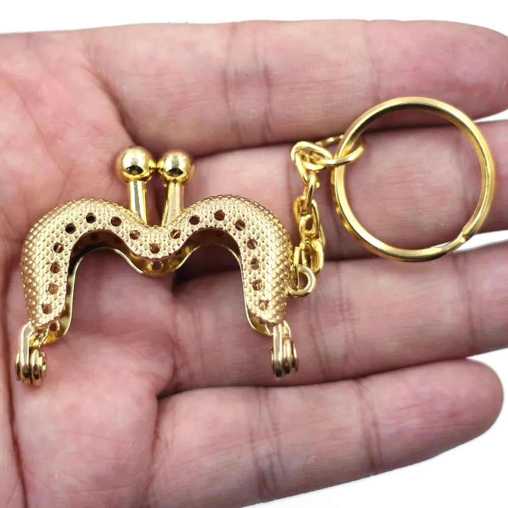 5PCS M Shape Metal Purse Frames Gold Silver Bronze Tone Key Ring DIY Coin Bag Wallet Making Hardware Material with Sewing Holes