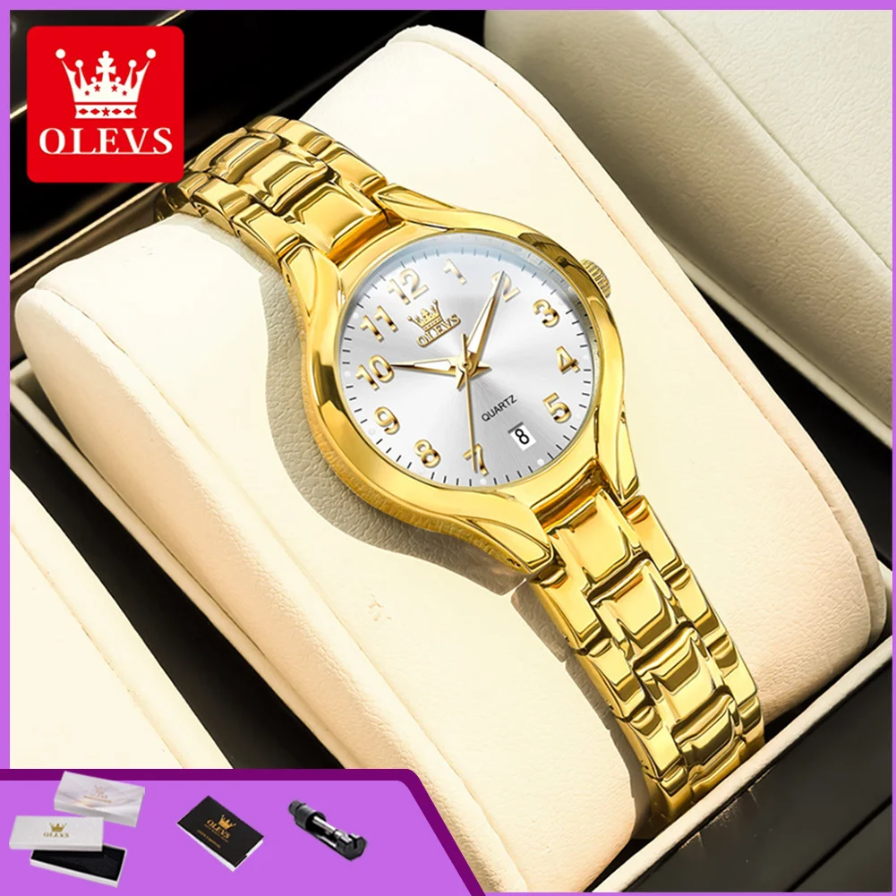 

OLEVS 3650 Gold Ladies Wristwatch Elegant Original Waterproof Luminous Calendar Luxury Quartz Watch for Women Steel Strap Watch