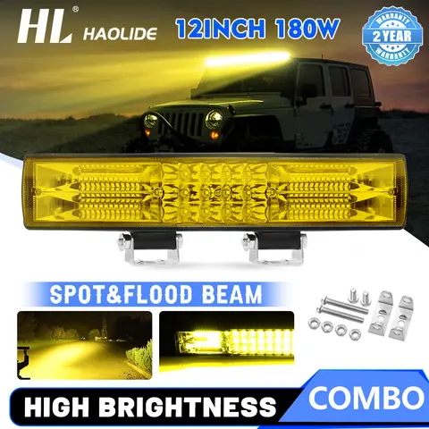 HL 12-40 인치 LED 작업등, 흰색 노란색 LED 라이트 바, 스팟 플러드 빔, 오프로드 트럭 4x4 ATV 자동차 안개등, 12V, 24V