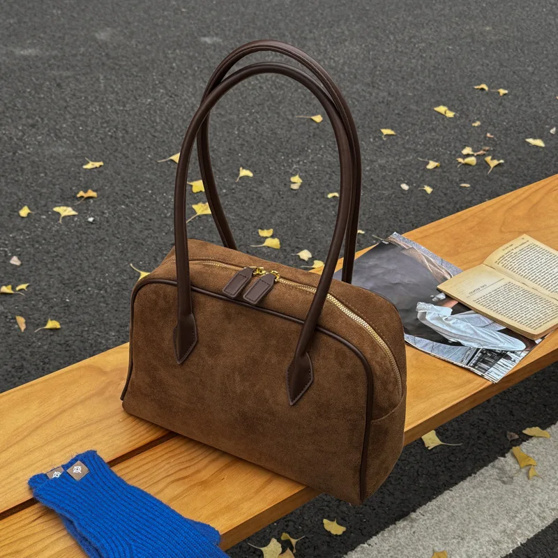 

Retro Top-handle Bags For Women Winter New Designer Handbags Luxury Flap Shape PU Suede Shoulder Crossbody Bag Large Capacity