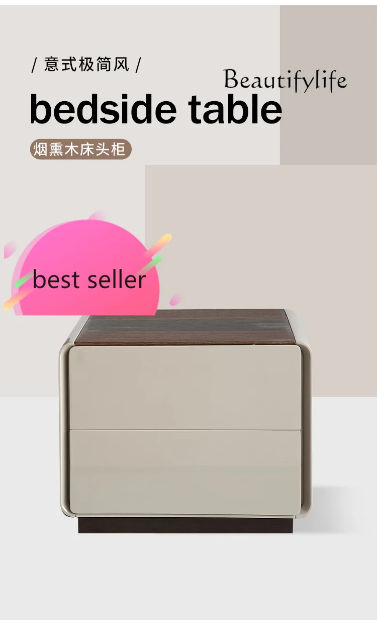 

Tr Italian minimalist Ltalian Designer bedside table simple modern light luxury edge bedside storage cabinet