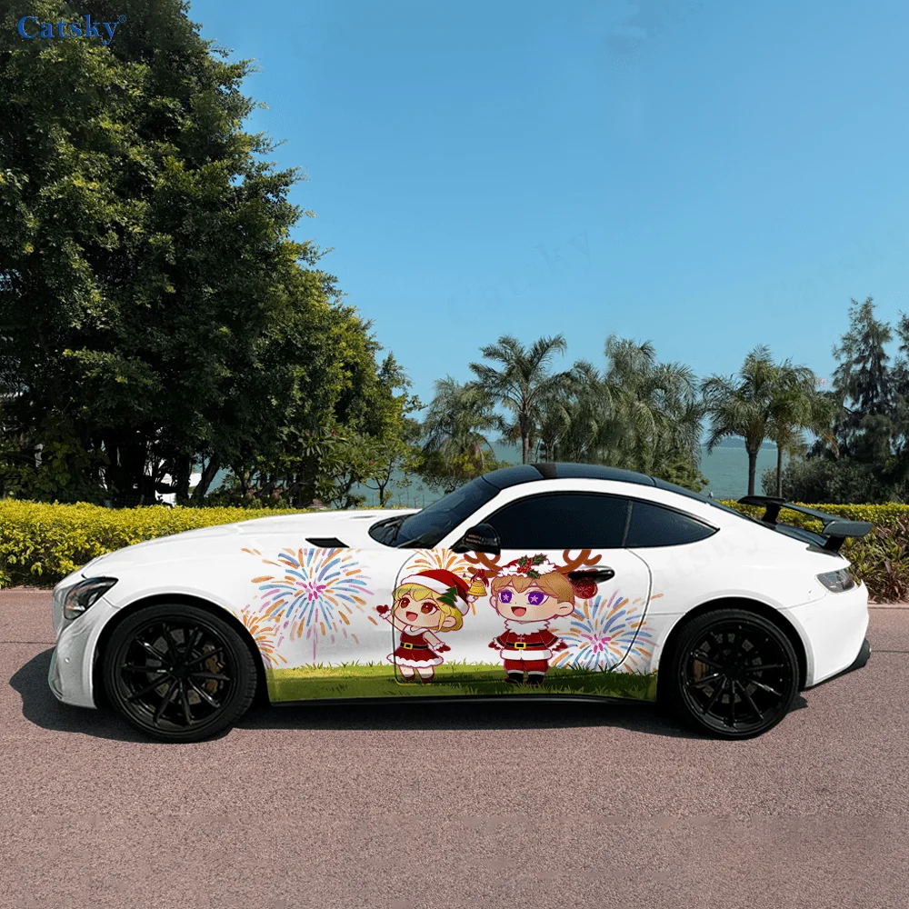 

Christmas Girl Grass Colored Car Vinyl Wraps Decal Self-adhesive PVC Sticker Suitable for Trucks SUV Decor Auto Accessories Gift
