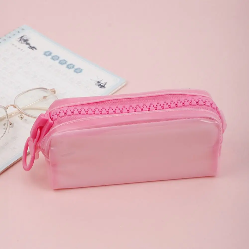 Large Capacity Zipper Transparent Pencil Case Stationery Box High Appearance Large Capacity Pencil Bag Desktop Storage Ins Style