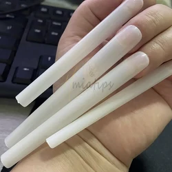 24pcs 10XL Natural Square Straight Extra Long Full Cover Artificial False French Nail Art Tip Press on Nails Acrylic Manicure