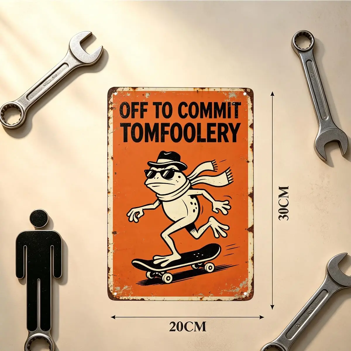Funny Forg Metal Signs Skateboard Wall Art Man Cave Decor Garage Accessories Vintage Tin Signs for Home Garage Workshop Bathroom Bar Office Farmhouse Off To Commit Tomfoolery Metal Tin Sign