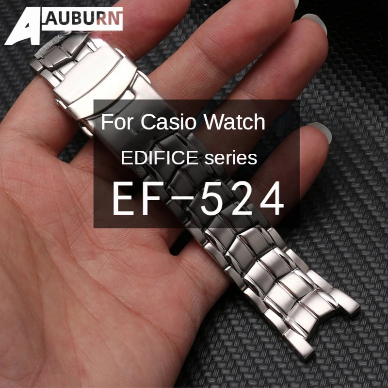 Solid Stainless Steel Watch Band for Casio Edifice Series 5051 EF-524D-7AV/SP-1AV Comfortable to Wear Notch Watch Strap Men