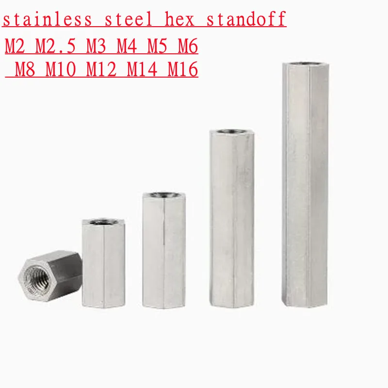 

1-10pcs m2 m2.5 M3 M4 M5 M6 M8 M10 M12 M14 M16 304 Stainless Steel hex standoff Long Rod Coupling Hex Nut