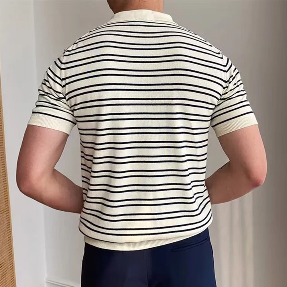 

Fashion Casual Knitted Top Casual Fashion Shirt Men Summer T-Shirt Brand New Condition Daily Wear Regular Length