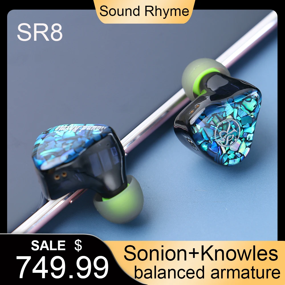 사운드 라임 SR8 HIFI 인이어 이어폰, 음악 스튜디오 무대 귀걸이, 전문 맞춤형 이어폰, 스테레오 베이스 헤드폰, 14BA