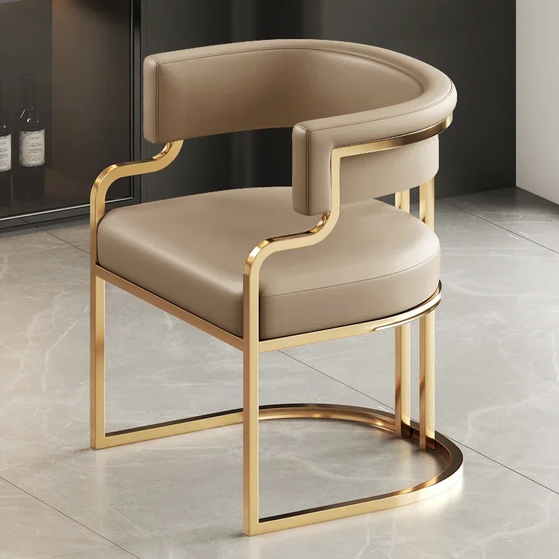 

Designer Dining Chairs Beige Gold Legs Waiting Fashion Sofa Chairs Luxury Adults Floor Protector Sillas Indoor Supplies