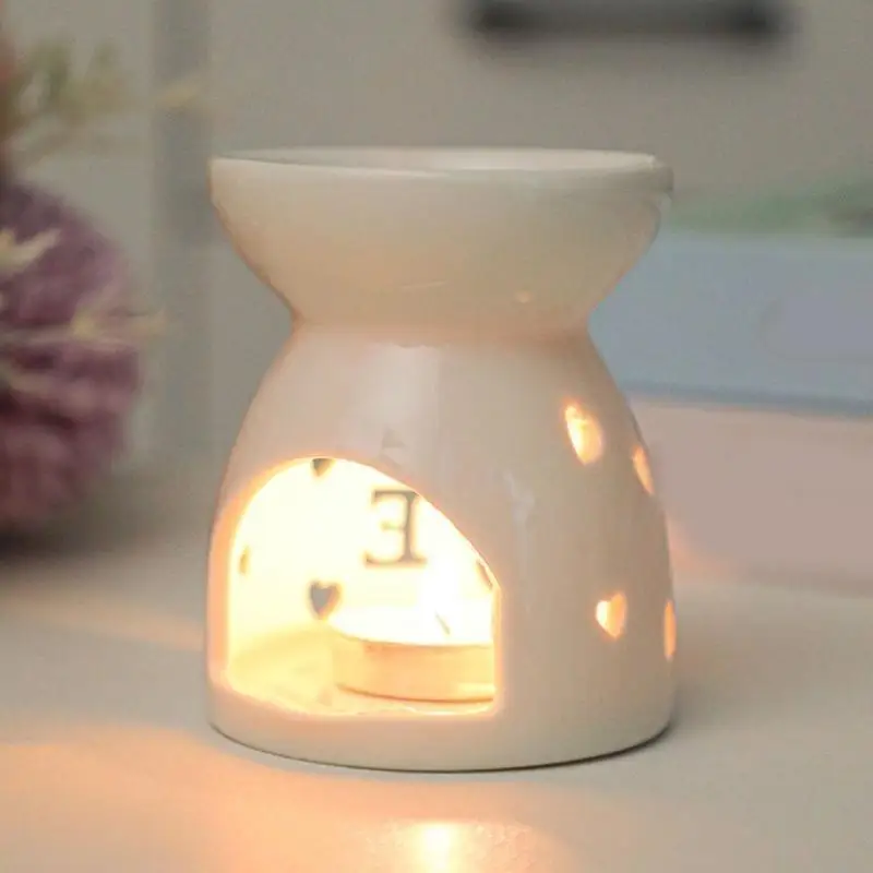 Ceramics Hollowed Out LOVE Florals Essential Oil Burners Tealight Holder Aromas Diffuser for Elegant Home Decors