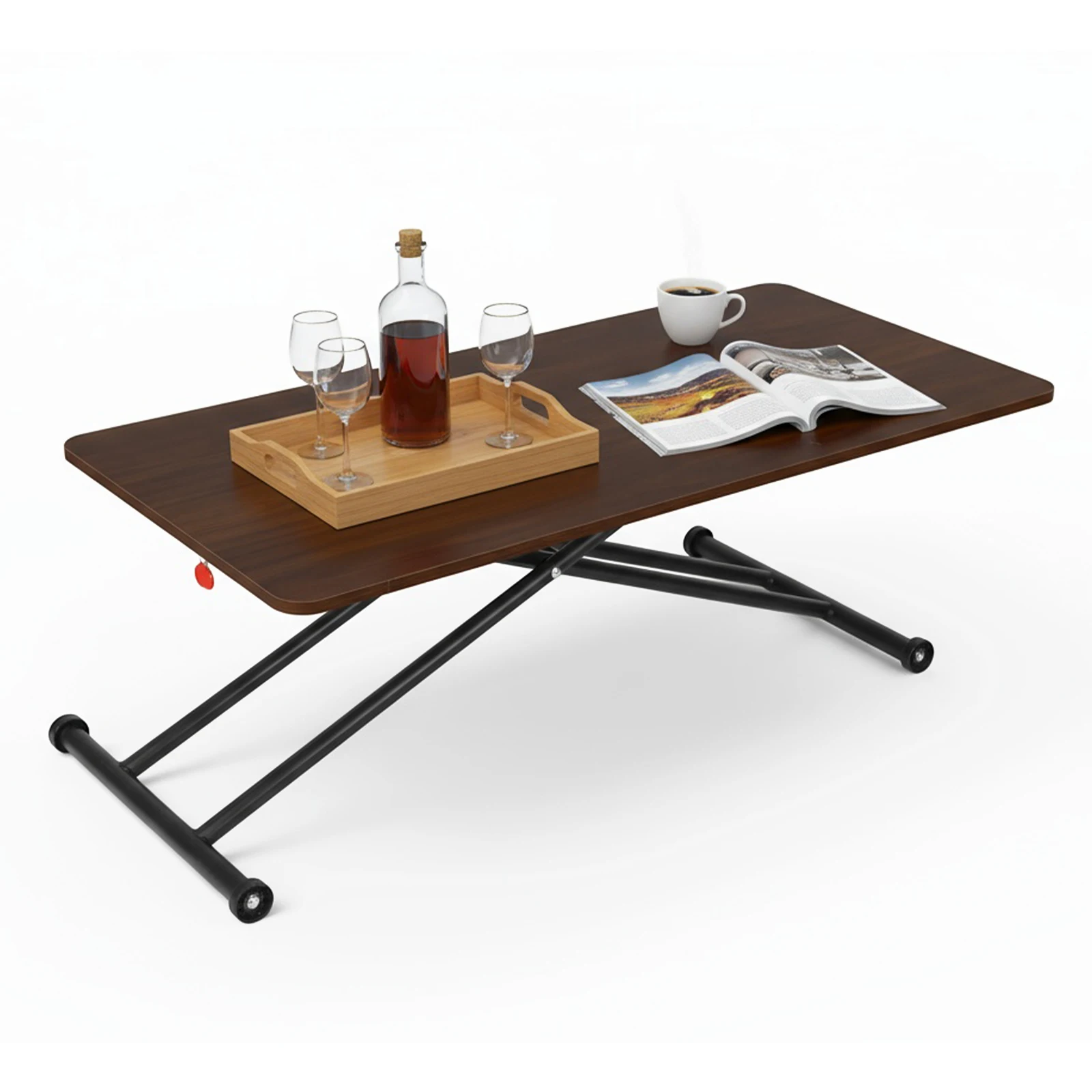 

Low Coffee Table with Rollers Floor Tea Table Wooden Modern Coffee Table for Living Room Home