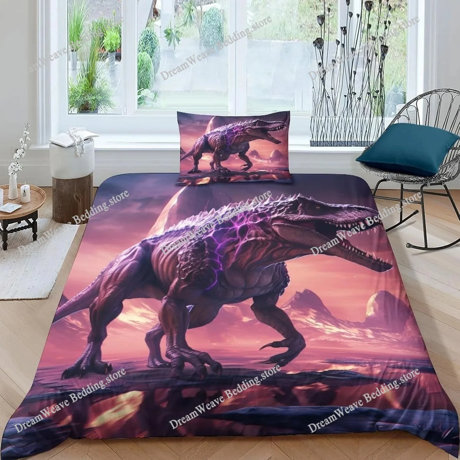 

Cartoon Dinosaur Park World Duvet Cover Pillowcase Bedding Set Adult Boys Girls Bedroom Decoration Children Single Double Size