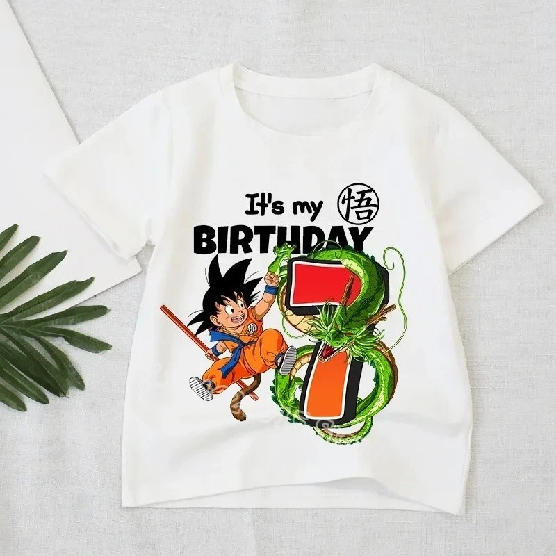 

Dragon Ball T-shirt Boys Number Clothes Fashion Goku Anime Figure Print Clothing Tops Kids Summer Breathable Tops Birthday Gift