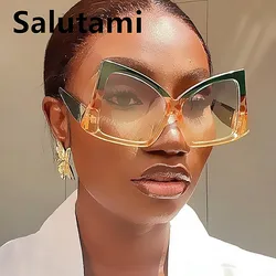 Unique Oversized Bow Cat Eye Zebra Sunglasses For Women New Fashion Brand Green Orange Print Sun Glasses Female Gradient Shades