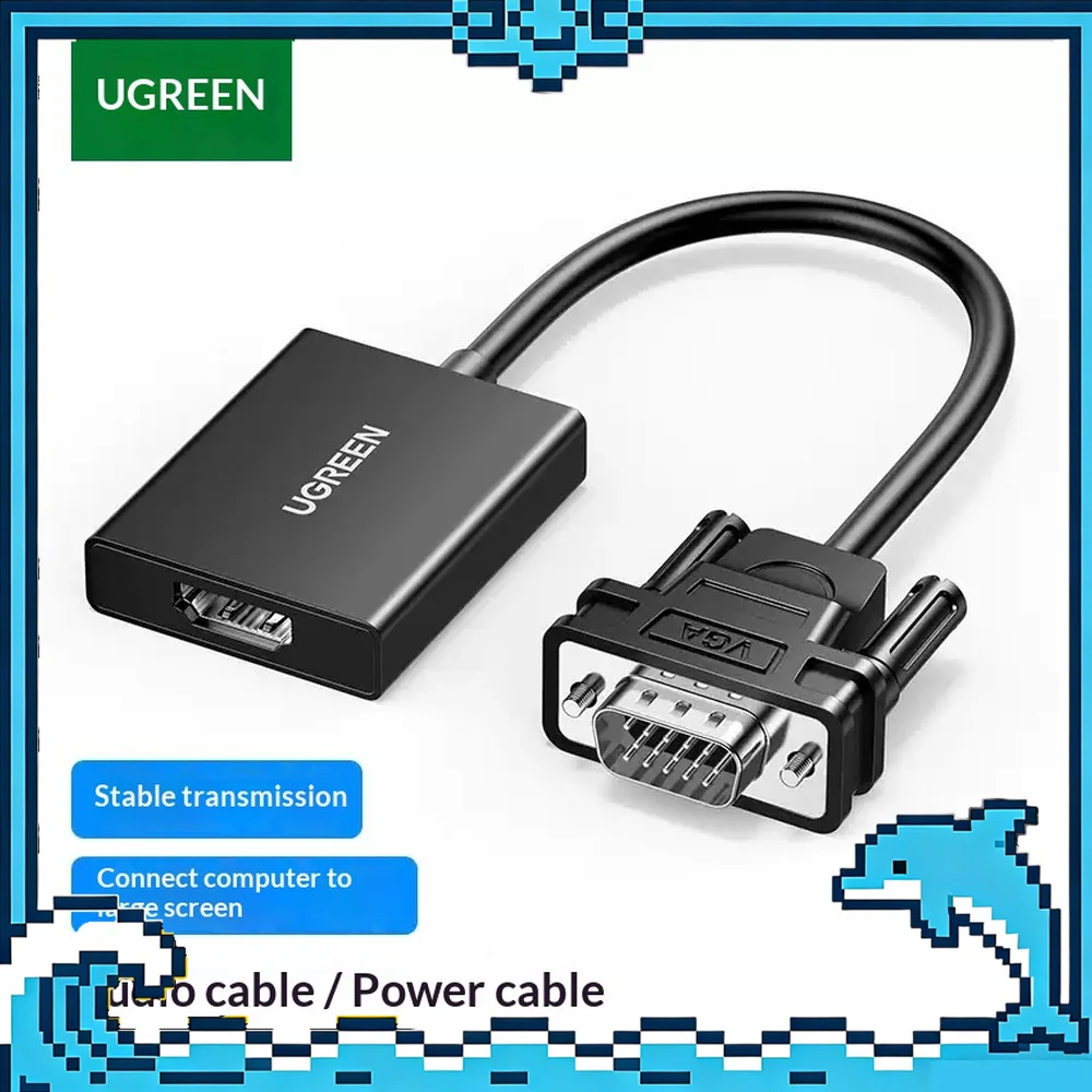 UGREEN 50945 CM513 VGA to HDMI Adapter with Audio 1080P 60Hz Video Converter for PC Laptop Monitor Projector