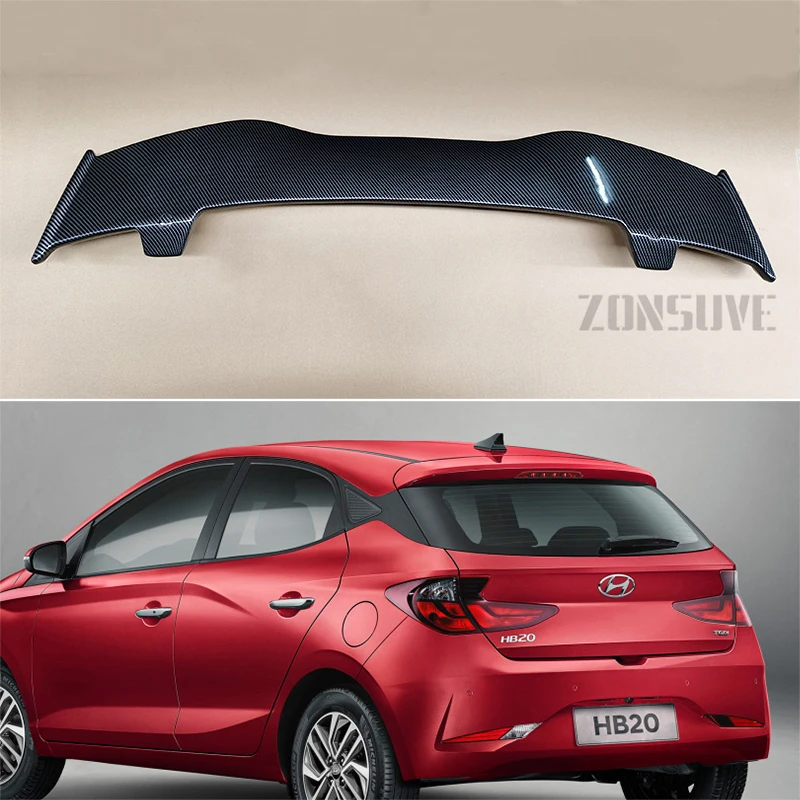 For Hyundai HB20 2016-2019 Spoiler ABS Plastic Hatchback Roof Rear Wing Body Kit Accessories