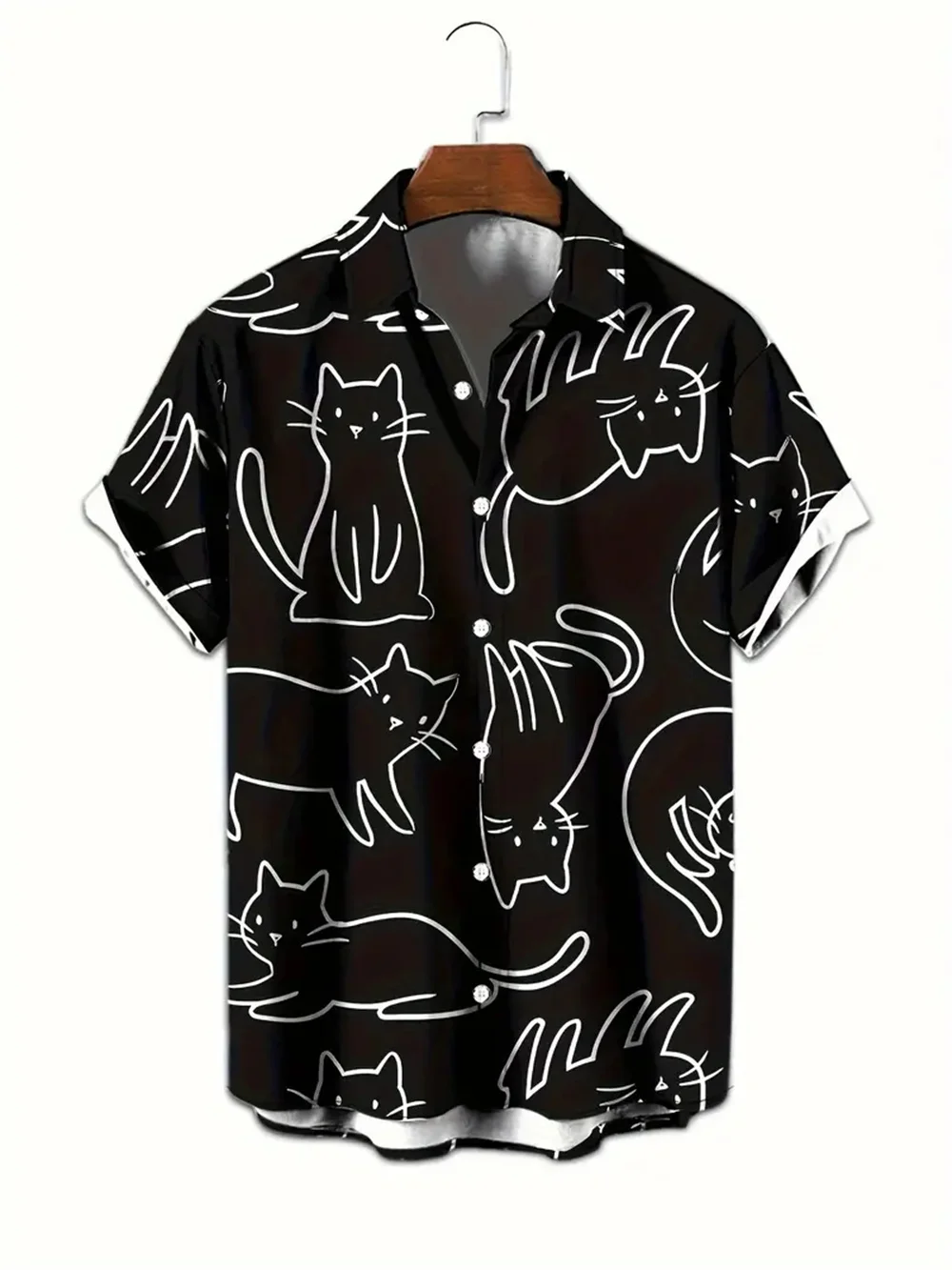 Camisa Havaiana dos homens Harajuku Branco Moda Camisa Diária do Verão Casual Impresso Camisas de Manga Curta Soltas Sociais das Roupas Masculinas